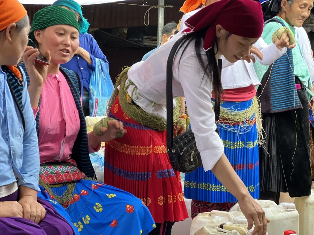 Alcohol testing at the dong van sunday market