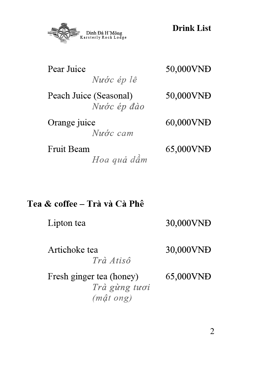Menu đồ uống trang 2